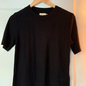 Nation LTD Black Ribbed Mock Neck Short-Sleeve Crew Tee
